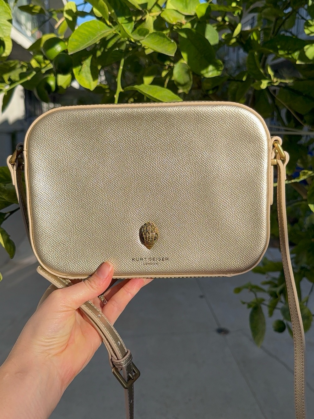 Kurt Geiger Metallic Gold Crossbody Bag - Picture 4 of 10